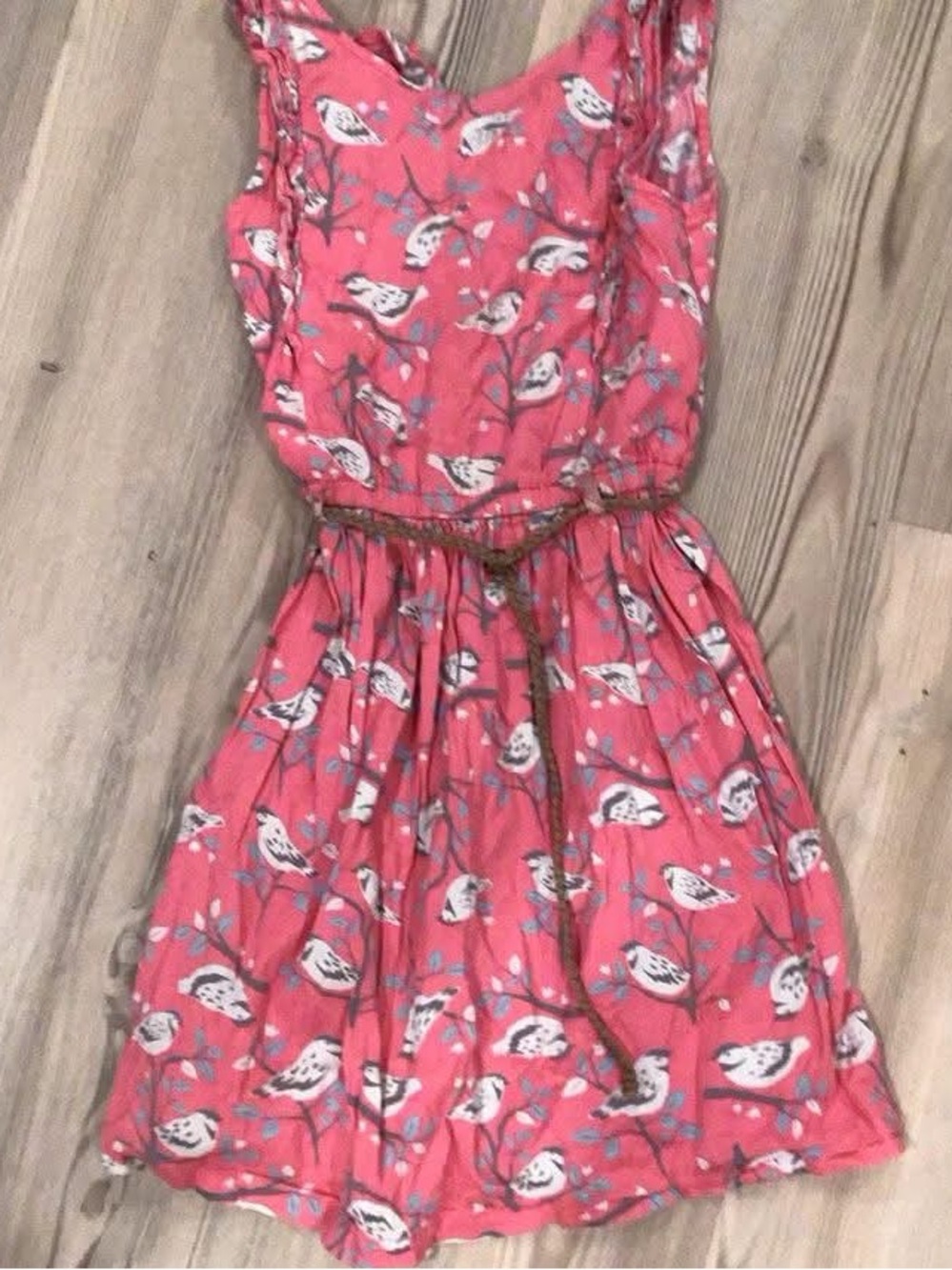 Carter's Coral Bird-Print Casual Dress with Braided Waist